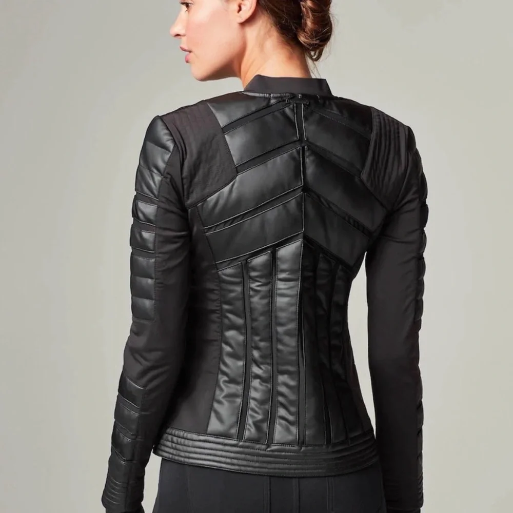 NWT! blanc noir Black Quilted Leather Jacket - Picture 4 of 15